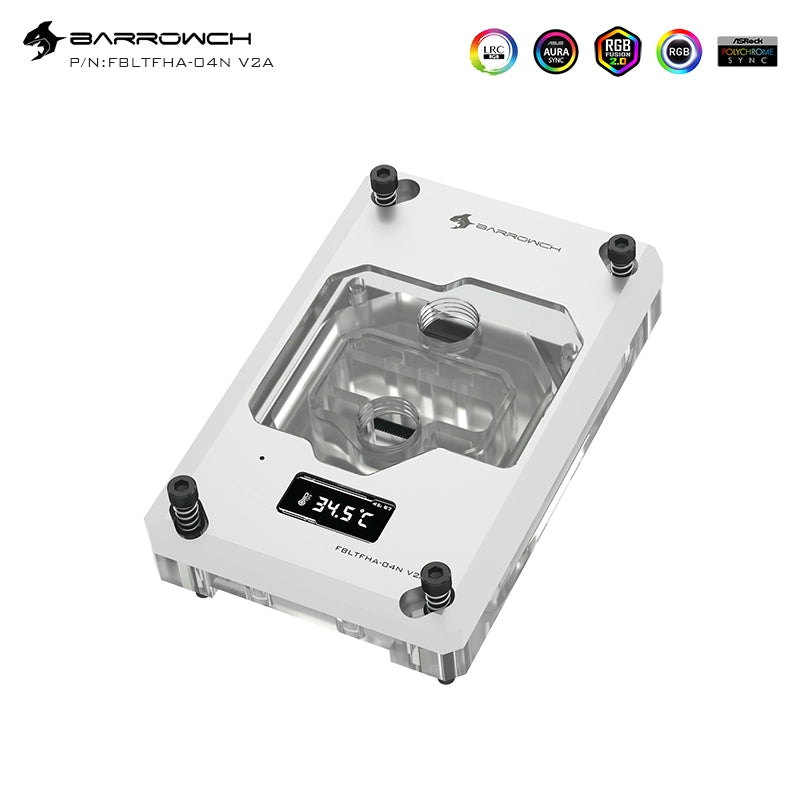 Barrowch AMD RYZEN AM4/AM3 platform TFT Digital display CPU Water Block-Glacial White