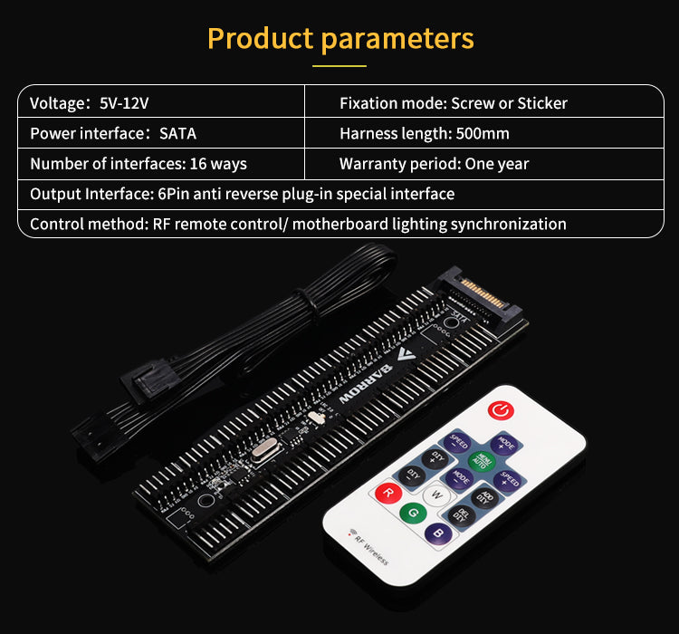BARROW 16 ways full function RGB and fan integrated controller (support to remote control and synchronization motherboard RGB)