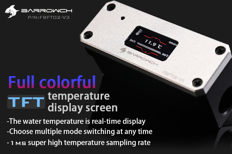 Barrowch multimode Water temperature meter with color OLED display-RED