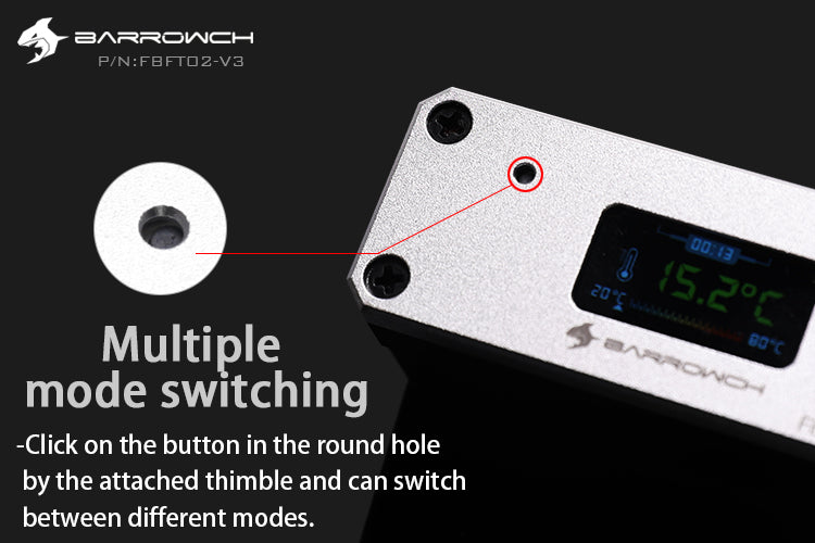Barrowch multimode Water temperature meter with color OLED display-RED