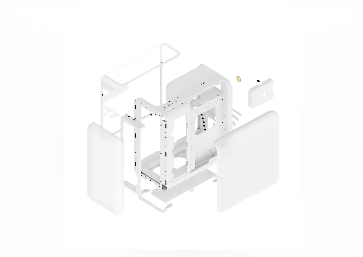 Hyte X50 Modern Performance ATX Mid-Tower Case -  63L, Acoustic Laminated Glass, 360mm Radiator Support