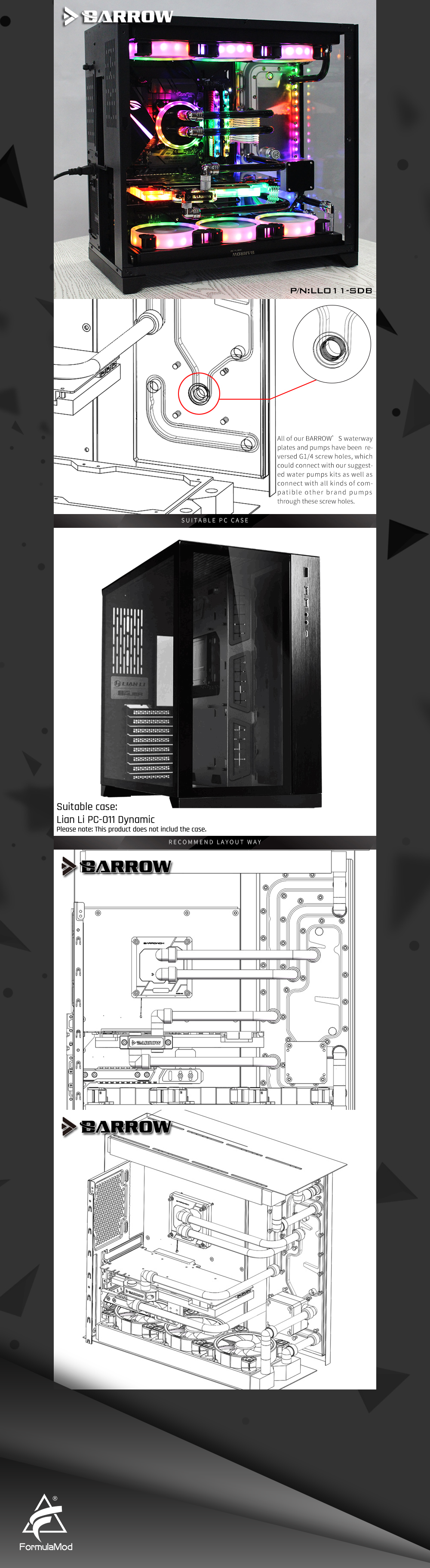 Barrow LRC 2.0 water channel integrated board for Lian li PC-011 Dynamic open type case