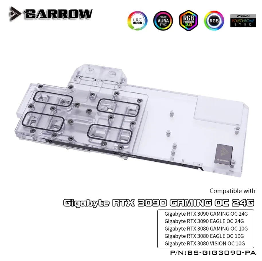 Barrow LRC2.0 full coverage GPU Water Block for Gigabyte 3090 GAMING OC Aurora
