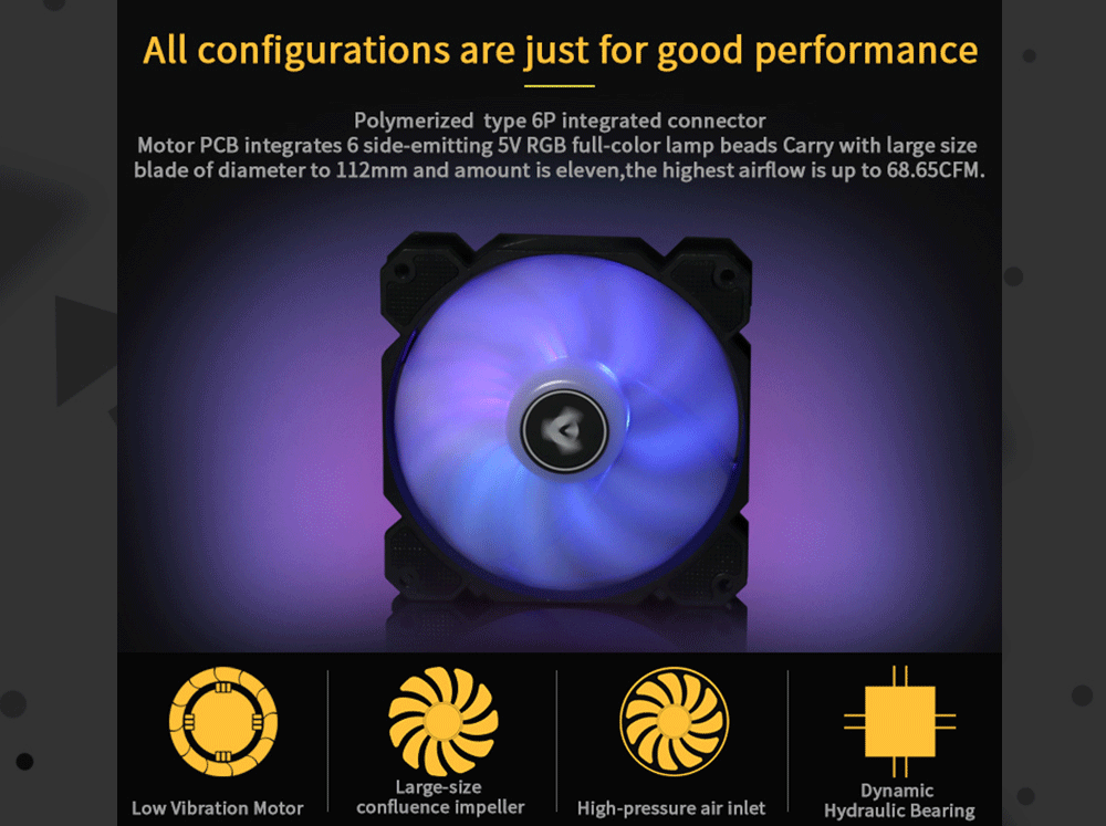 Barrow RGB full color speed regulation and lighting integrated fan with Hydraulic bearing PWM speed regulation