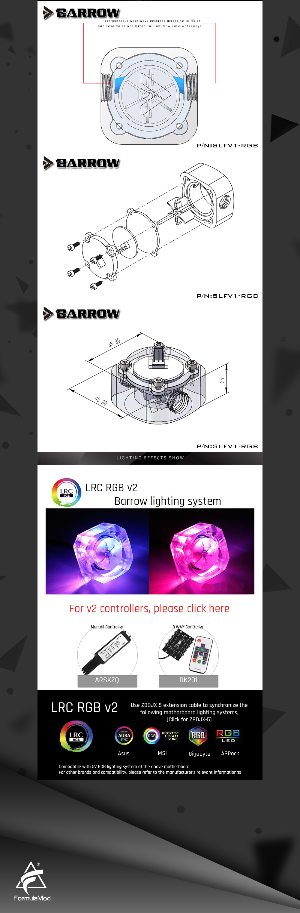 Barrow New RGB LRC2.0 version Flow Indicator for computer water cooling