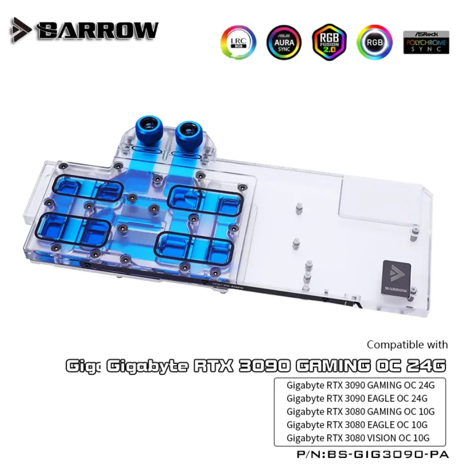 Barrow LRC2.0 full coverage GPU Water Block for Gigabyte 3090 GAMING OC Aurora