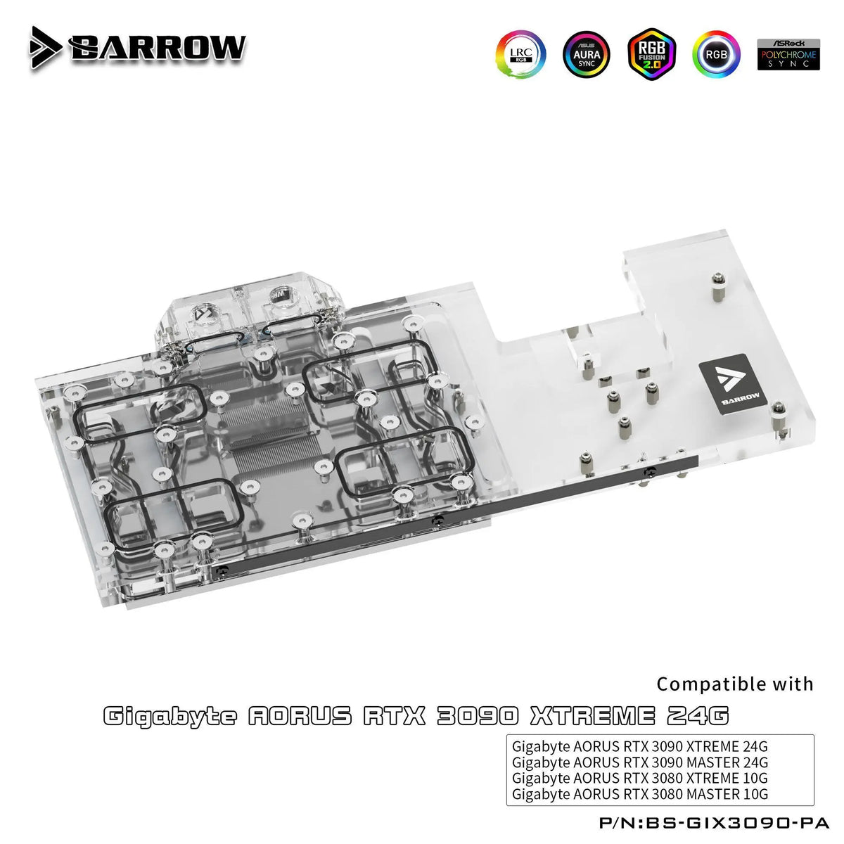 Barrow LRC2.0 full coverage GPU Water Block for Gigabyte AORUS 3090 Aurora