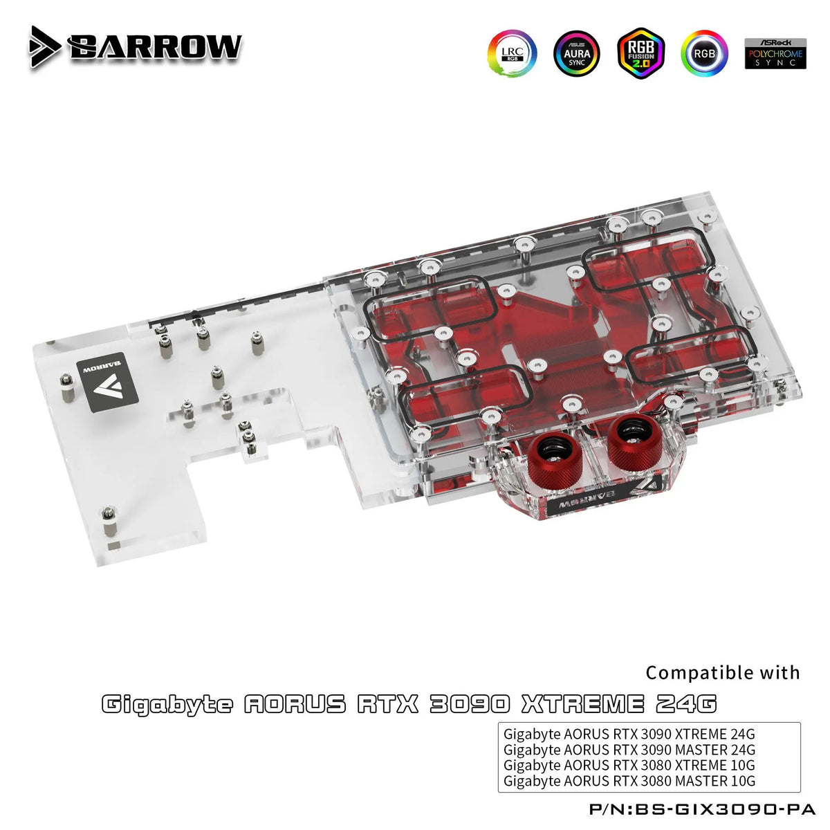 Barrow LRC2.0 full coverage GPU Water Block for Gigabyte AORUS 3090 Aurora