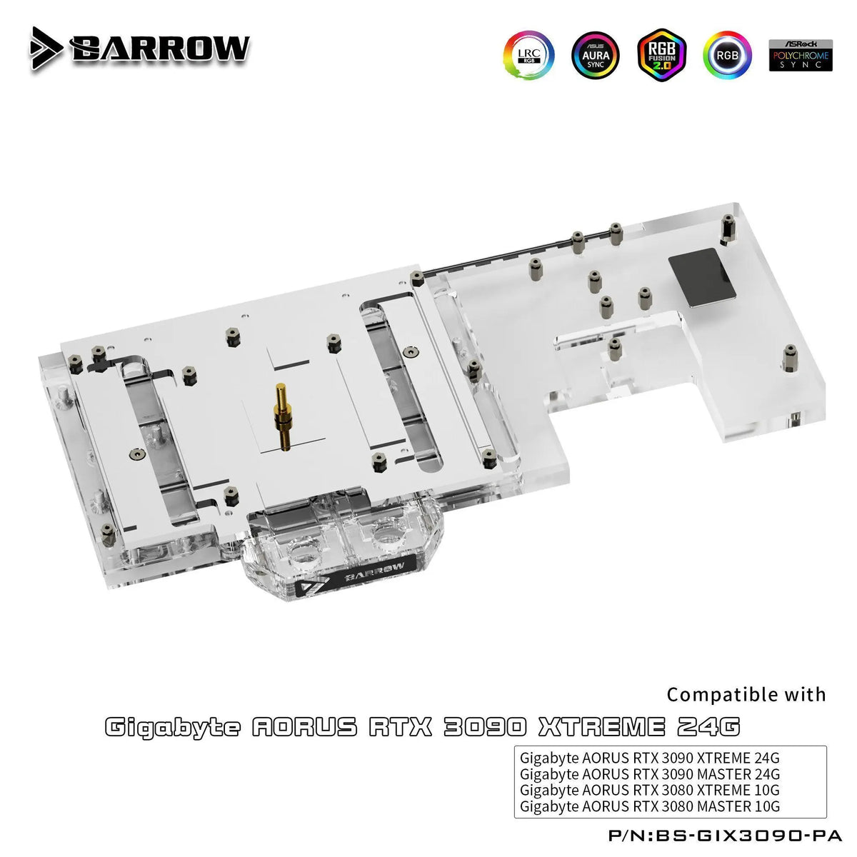 Barrow LRC2.0 full coverage GPU Water Block for Gigabyte AORUS 3090 Aurora