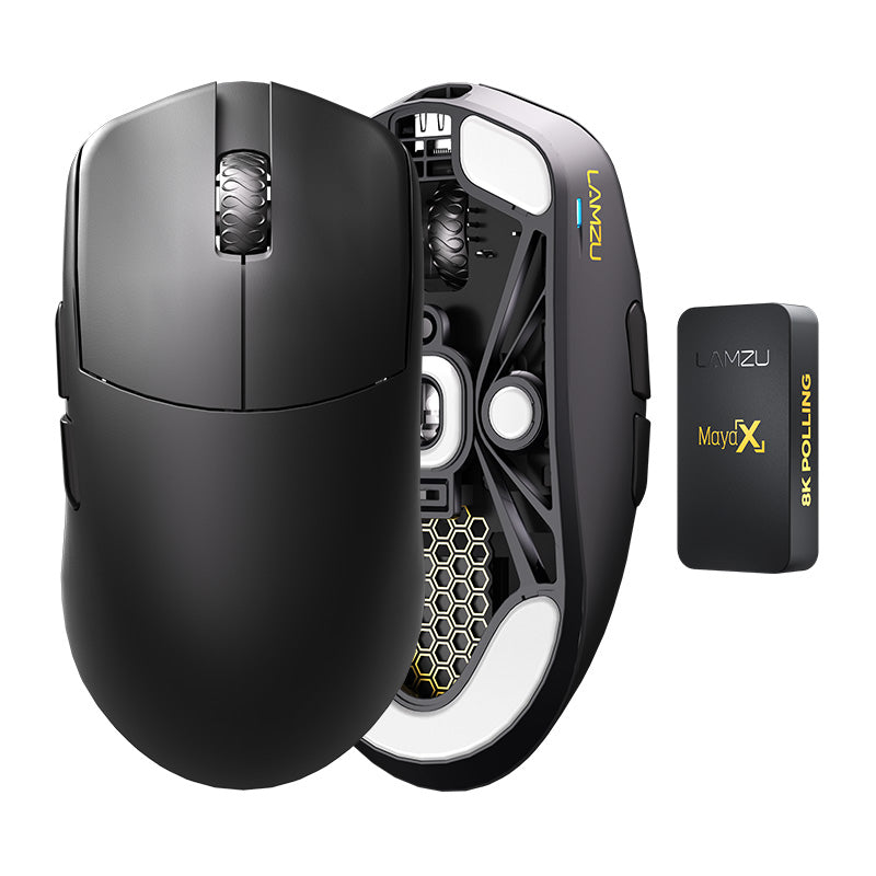 Lamzu MAYA X High-Performance Gaming Mouse 30,000 DPI PixArt 3950 Sensor, 8000Hz Polling Rate, Programmable Buttons, Wired & 2.4GHz Wireless, USB-C, Precise Optical, Charcoal Black | 6975637430213